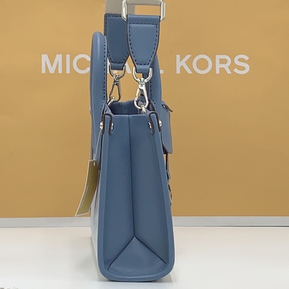 Michael Kors Mirella Extra-Small Ombré Logo Crossbody XBODY ShopperBag Denim NWT - Picture 7 of 16